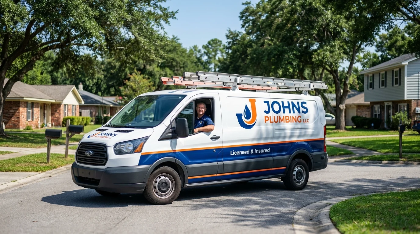 Johns Plumbing LLC service van in Vienna, GA