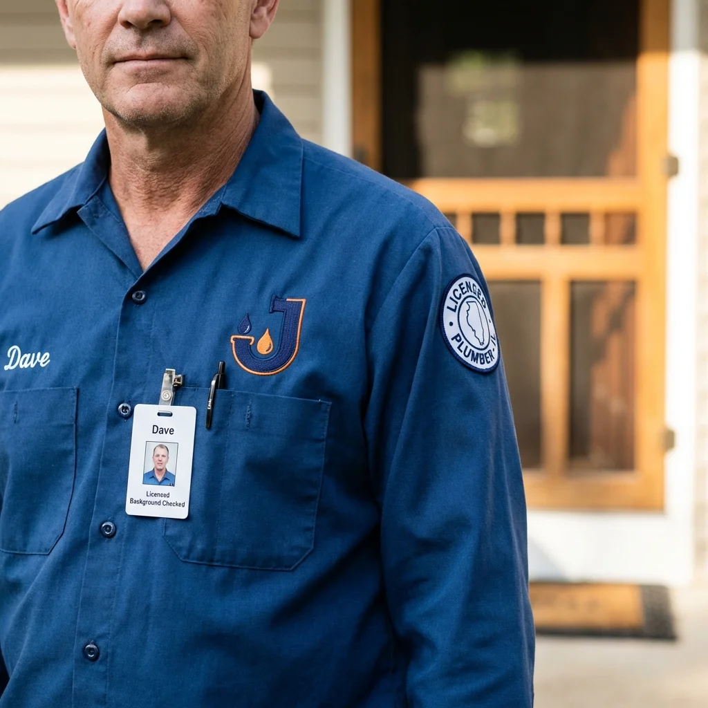 Licensed plumber showing ID badge in Vienna, GA