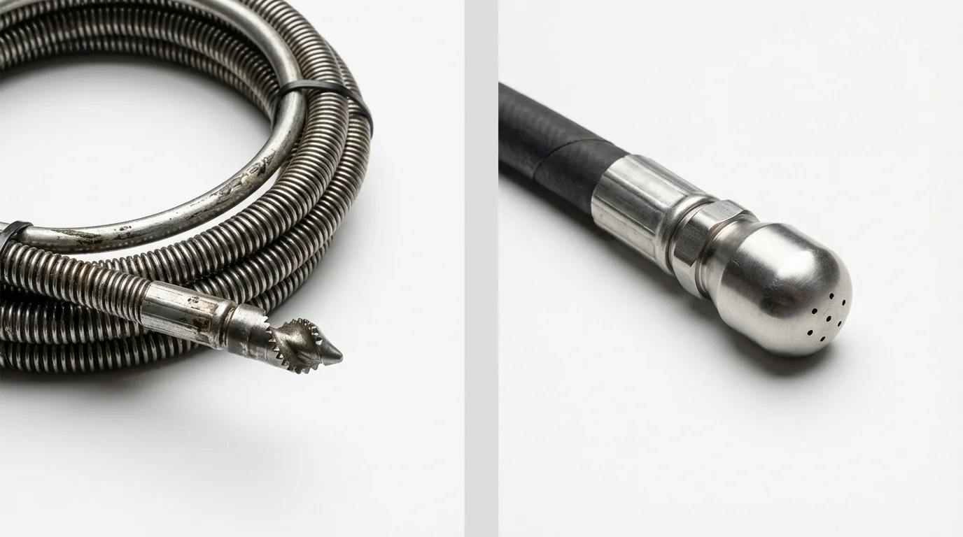 Drain snake cable and hydro jetting nozzle used for drain cleaning in Vienna, GA