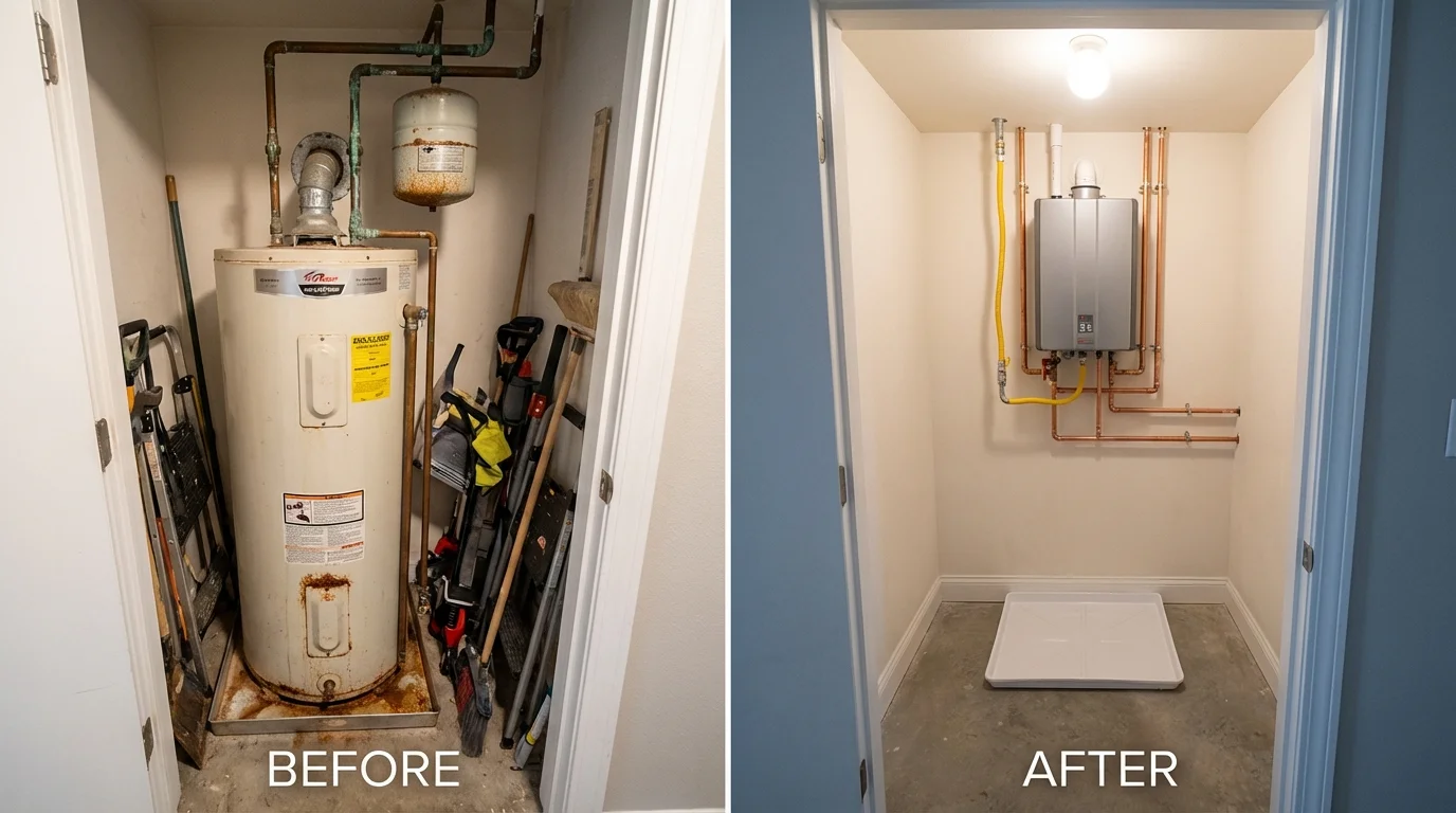 Tank water heater versus wall-mounted tankless unit comparison for Vienna, GA homeowners